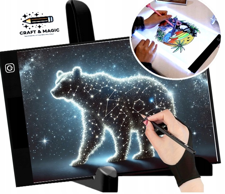 TABLET GRAFICZNY TABLICA BRIGHTPAD DESKA KREŚLARSKA RYSOWANIA LED A4