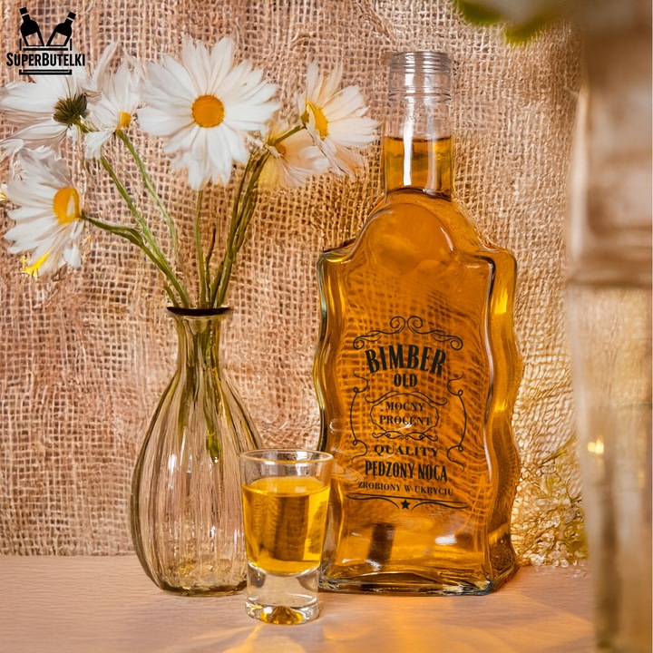 5x BUTELKI na BIMBER NALEWKI WÓDKĘ WHISKY z NADRUKIEM Butelka FALA 500 ml