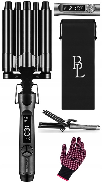 Falownica do włosów CERAMICZNA 5 WAŁKÓW BŁYSKAWICZNE NAGRZEWANIE LCD