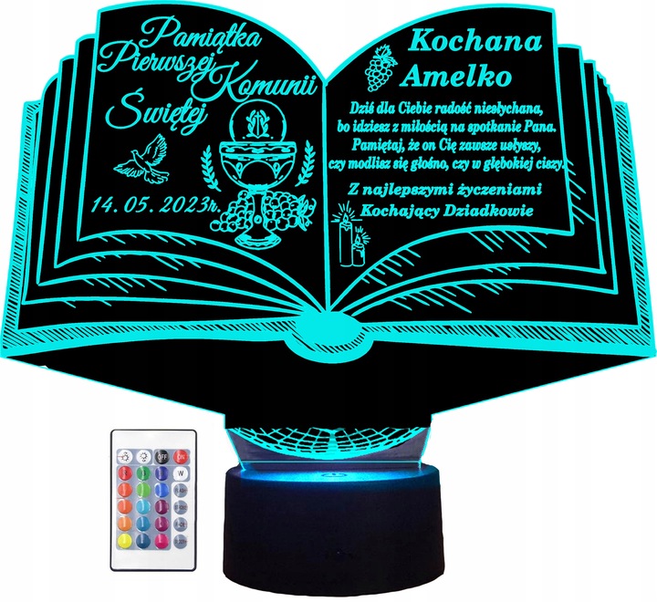 Lampka Pamiątka Pierwszej I Komunii Świętej Podziekowanie Imię Grawer