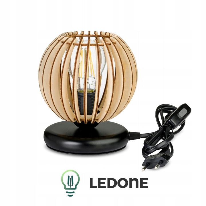 LAMPKA NOCNA LAMPA STOŁOWA DREWNIANA LOFT RETRO E27 DO SYPIALNI DO