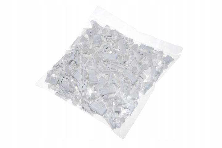 Żabki białe ruchome z rolką na środku do szyny sufitowej 100 szt do firan