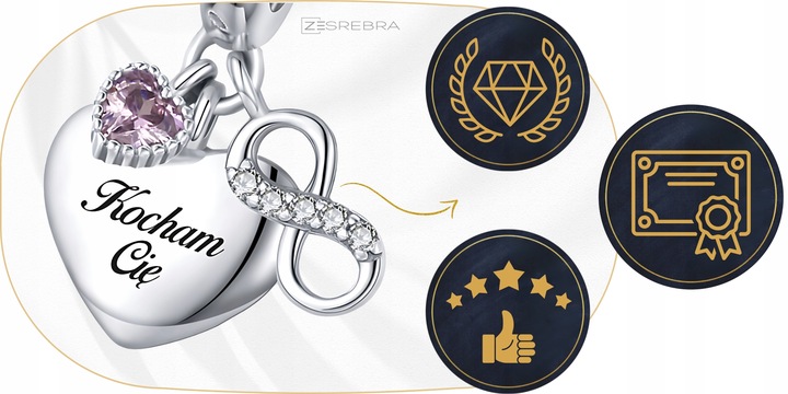 CHARMS SERCE srebro 925 NIESKOŃCZONOŚĆ GRAWER charms nieskończoność pr S925