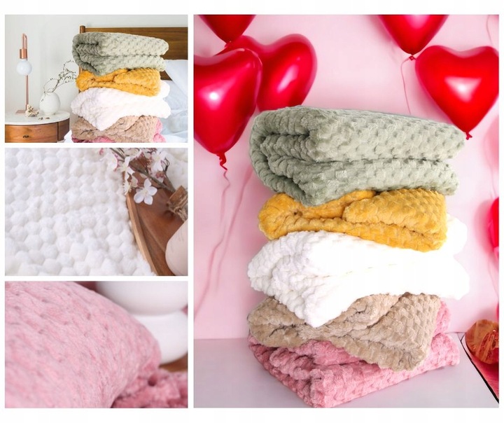 GRUBY KOC WYTŁACZANY 200X220 NARZUTA NA ŁÓŻKO NA KANAPE NA NAROŻNIK PLED