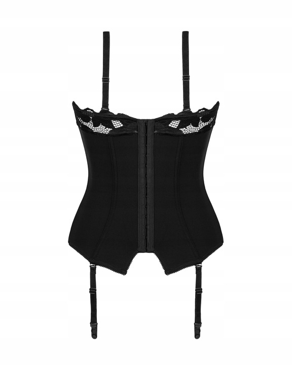 Zmysłowy Gorset Elastyczny z Fiszbinami i Koronką Editya M/L Czarny
