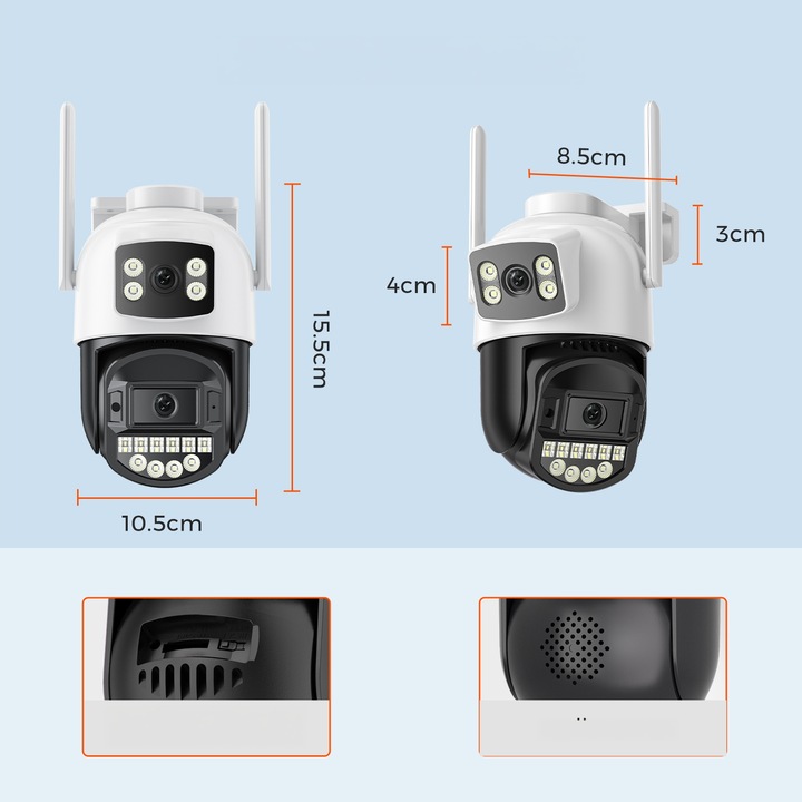 PODWÓJNA KAMERA 2W1 ZEWNĘTRZNA OBROTOWA IP WIFI 2x 5MPX QUAD HD MONITORING