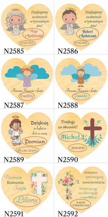 Podziękowania dla gości KOMUNIA na CHRZEST I ROCZEK URODZINY magnes 10