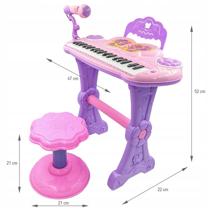 DUŻE PIANINO ORGANY KEYBOARD DLA DZIECI KRZESEŁKO MIKROFON NAGRYWANIE 37KL