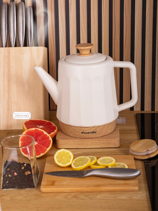 CZAJNIK ELEKTRYCZNY BEZPRZEWODOWY CERAMICZNY KAMILLE 1500 W 1,5 L