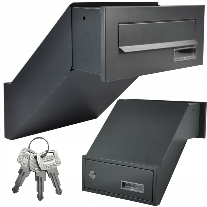 SKRZYNKA NA LISTY POCZTĘ PRZELOTOWA DO MURU DWUSTRONNA ANTRACYT + 3