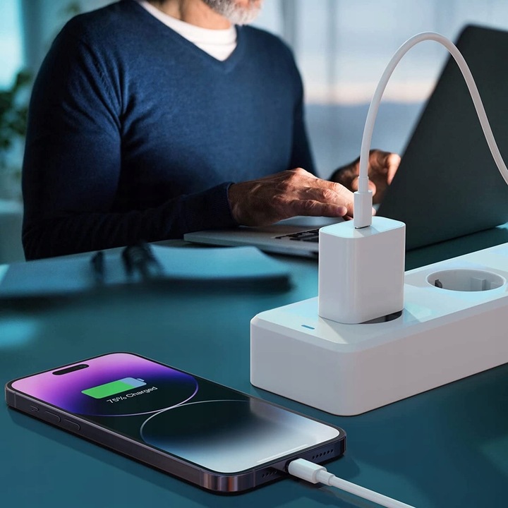 SZYBKA ŁADOWARKA DO IPHONE KOSTKA 20W + KABEL 1M / USB-C - IPHONE LIGHTING
