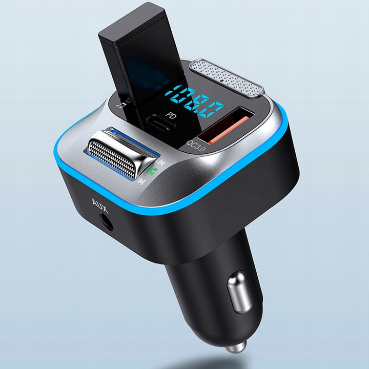 TRANSMITER ŁADOWARKA SAMOCHODOWA BLUETOOTH FM AUX JACK SAMOCHODOWY USB C