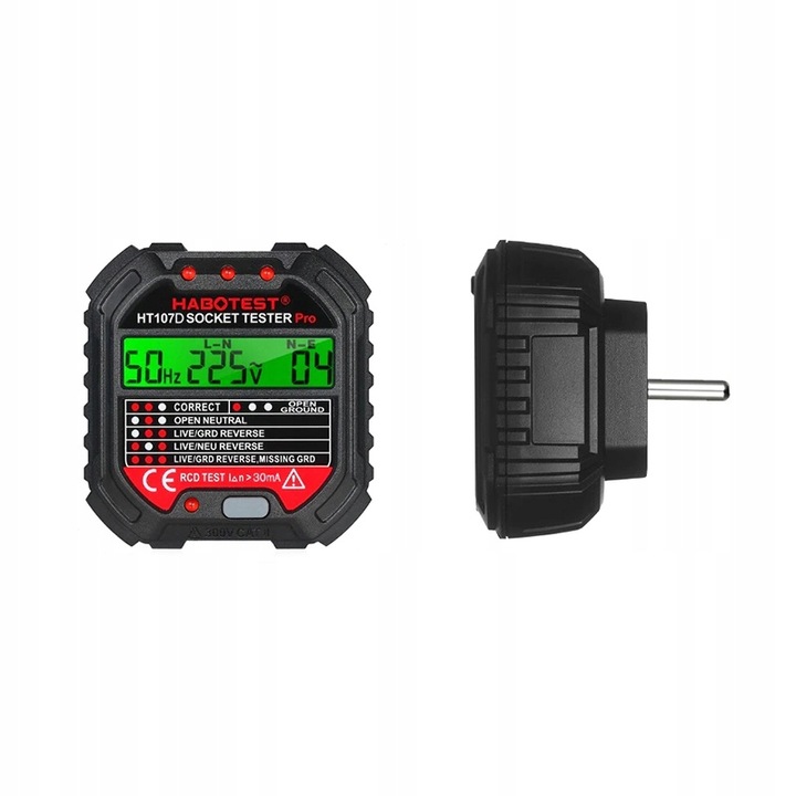 Habotest Ht107d Tester Gniazd Elektrycznych Z Wyświetlaczem LCD Test RCD