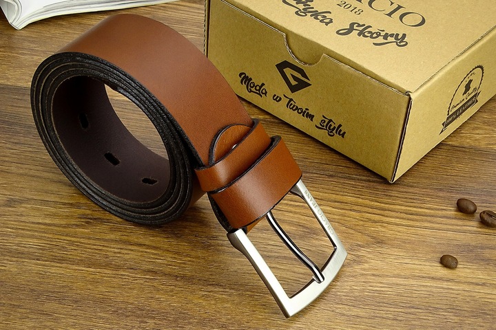 Pasek Skórzany Gracio Koniakowy Brąz Long SIZE 130