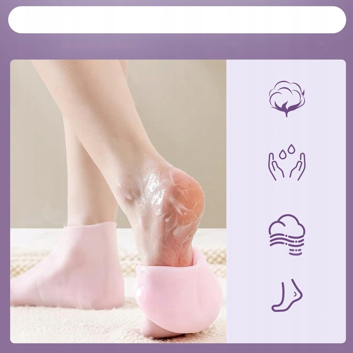 Silikonowe skarpetki na spękane pięty regenerujące pięty do zabiegów 2 par