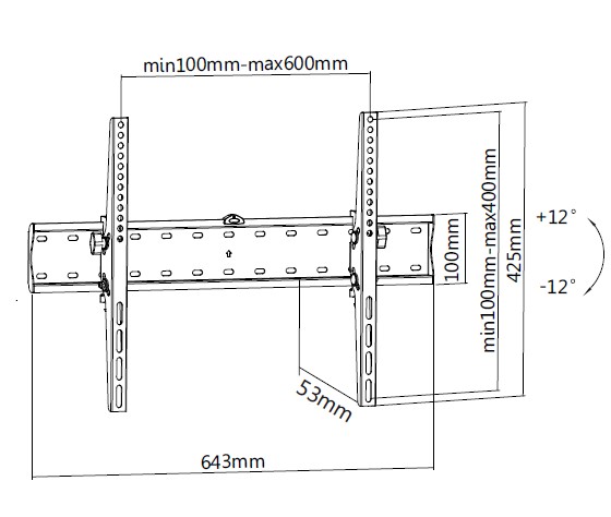 Solidny UCHWYT regulowany WIESZAK na TELEWIZOR 32"-85" do 75kg VESA