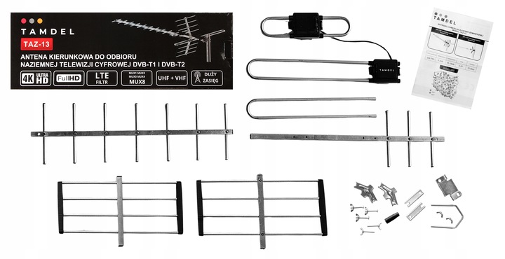 Antena do TV naziemnej zewnętrzna DVB-T2 MUX-8 4K LTE kierunkowa COMBO