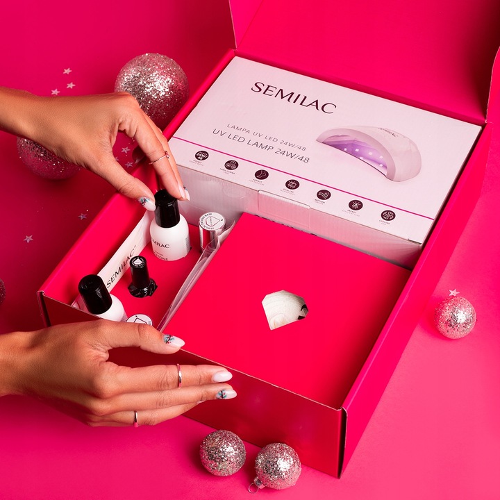 SEMILAC PREZENTOWY ZESTAW STARTOWY DO PAZNOKCI DLA POCZĄTKUJĄCYCH LOVE