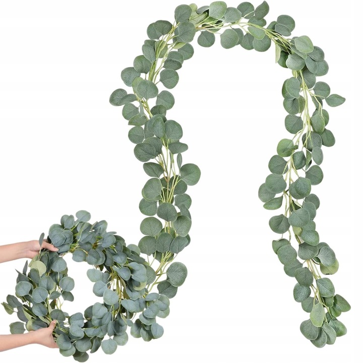 Girlanda Eukaliptus Bluszcz Sztuczne Zielone Listki Komunia Wesele 2 Metry