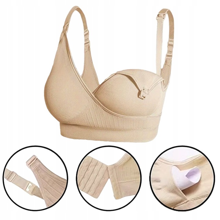 ZESTAW BIUSTONOSZ DO KARMIENIA BEŻOWY CZARNY STANIK CIĄŻOWY KOMPLET