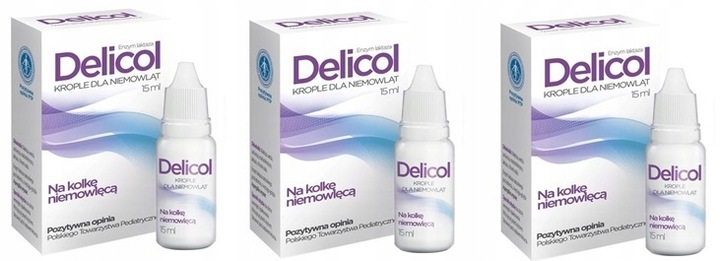 3x DELICOL na kolkę niemowlęcą krople 15 ml
