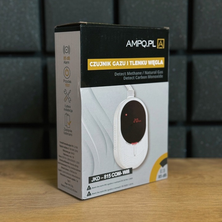 Czujnik Detektor Tlenku Węgla Czadu Gazu CERTYFIKOWANY LCD z WIFI