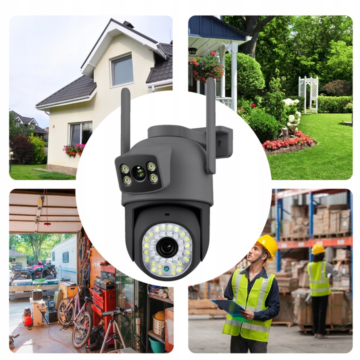 PODWÓJNA KAMERA WIFI IP SMART ZEWNĘTRZNA OBROTOWA 6MPX APLIKACJA ULTRA HD