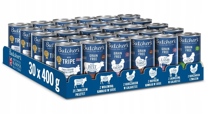 Mokra karma dla psa Butcher's Original mix smaków 30x400g