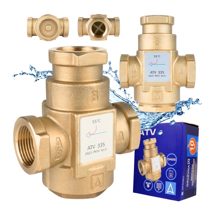 ZAWÓR TEMPERATUROWY OCHRONY POWROTU KOTŁA ATV 335 DN25 Ø 1" CAL 9 m³/h