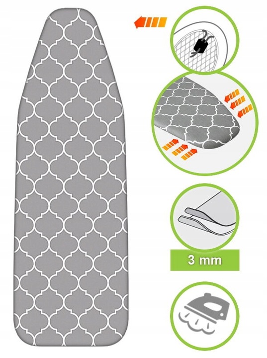 Pokrowiec na deskę do prasowania z podkładem GRUBY 120x38 120x40 120x42