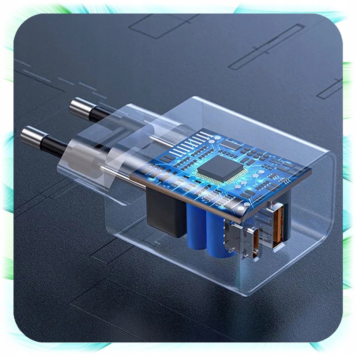 ŁADOWARKA SIECIOWA KOSTKA 2 Wejścia USB + TYP-C USB-C do Telefonu 25W biała