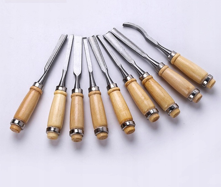 ZESTAW DŁUT RZEŹBIARSKICH DO DREWNA SNYCERSKIE STOLARSKIE ETUI ZESTAW