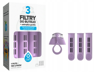 3 X FILTRY DAFI DO BUTELKI FILTRUJĄCEJ SOFT SOLID + ZAKRĘTKA MIX KOLOR