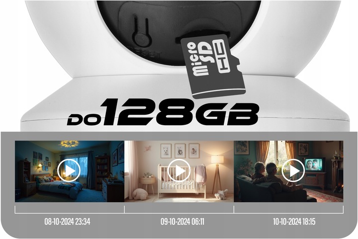 OBROTOWA KAMERA IP WIFI WEWNĘTRZNA NIANIA ELEKTRONICZNA DWA OBIEKTYWY 4MPx