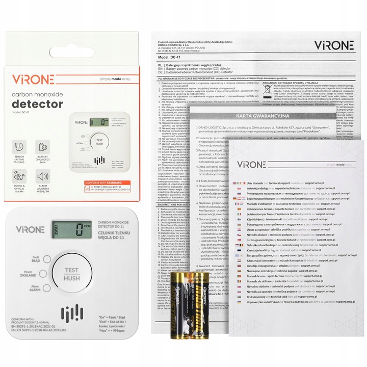 Czujnik Czadu Detektor Tlenku Węgla Bezprzewodowy 85db 10 LAT +