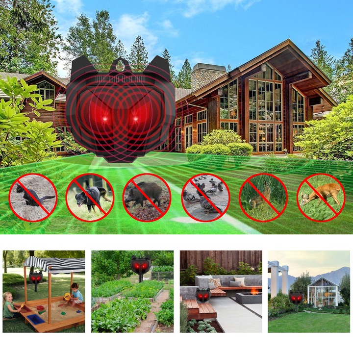 ODSTRASZACZ zwierząt PSÓW KOTÓW SAREN PTAKÓW DZIKÓW MYSZY 7w1 SILNE