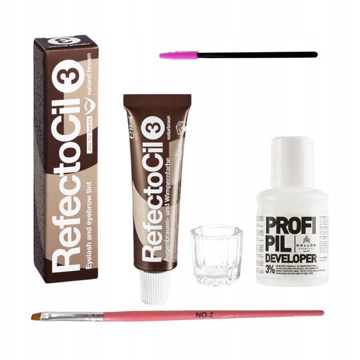 Zestaw Henna Refectocil 3.0 brąz Oxydant kieliszek pędzelek