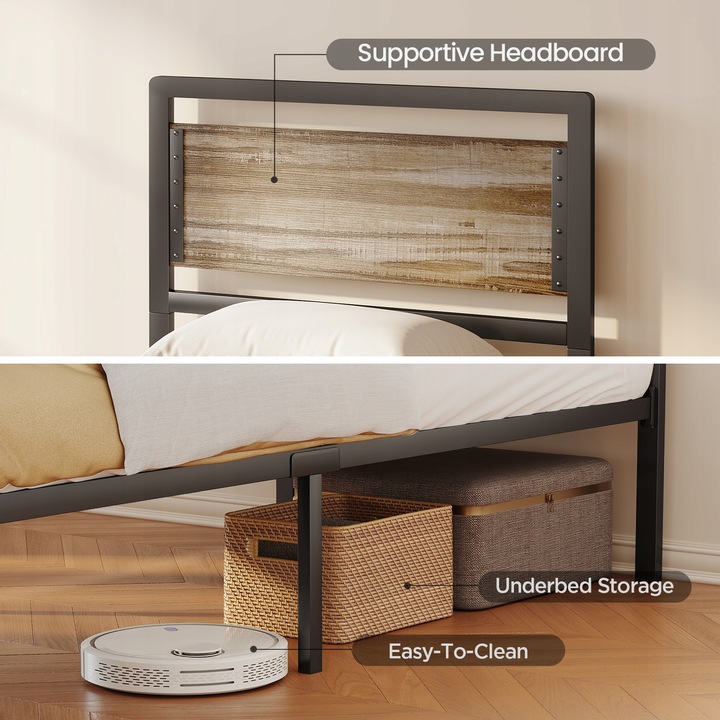 Bealife BF34 Łóżko 90x200 Metalowe Ciche Dla Młodzieży Szary