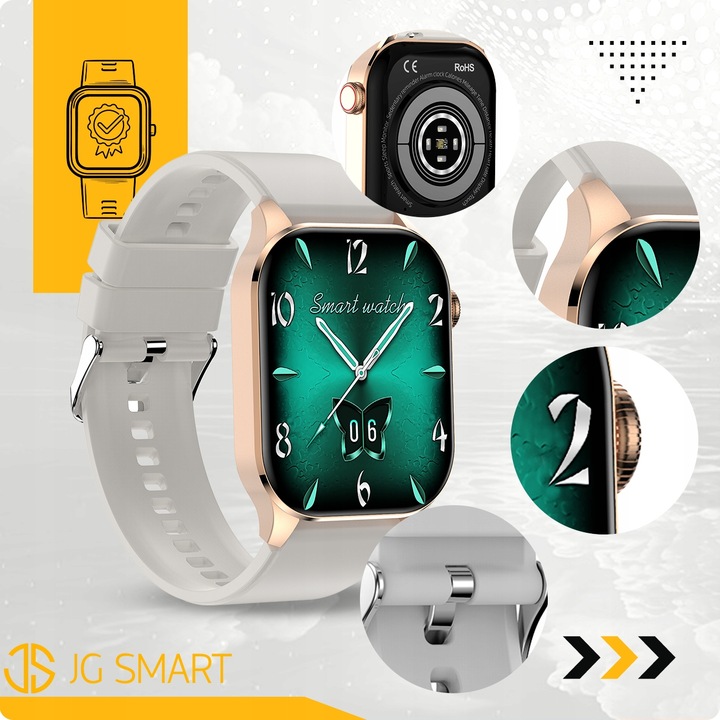 SMARTWATCH DAMSKI ZEGAREK POMIAR GLUKOZY CIŚNIENIE MENU PL ROZMOWY 2 PASKI