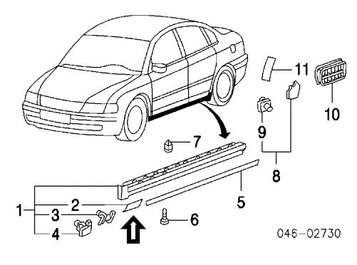 2x ZAŚLEPKA PROGU PODNOŚNIKA LEWA / PRAWA DO VW PASSAT B5 B5 FL 1996-2005