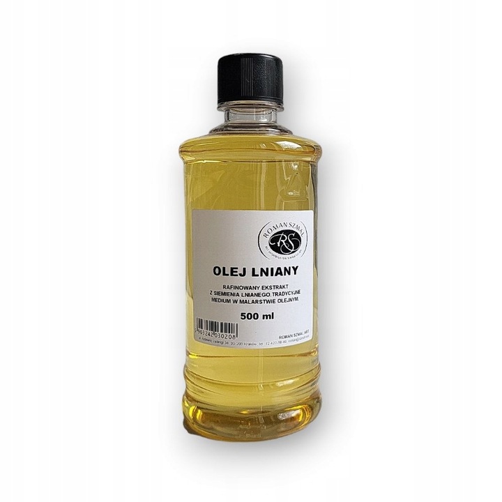 Olej lniany rafinowany ROMAN SZMAL medium do farb olejnych POŁYSK 500ml