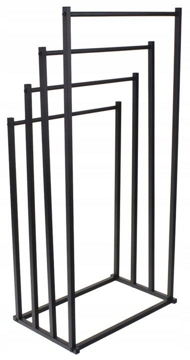 Stojak na Ręczniki Wieszak Łazienkowy Metalowy Stojący 4 Poziomy Czarny