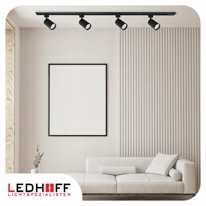 Oświetlenie szynowe Zestaw listwa 2m + 4x lampa GU10 CZARNY