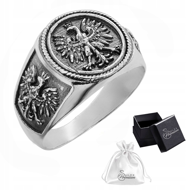Sygnet Patriotyczny srebro pr. 925 Pierścień Polskie Orły Prezent | r. 20