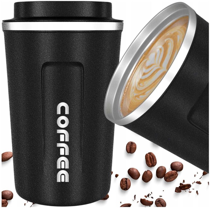 Kubek termiczny COFFEE herbatę Stal Czarny termos kawę szczelny 510ML