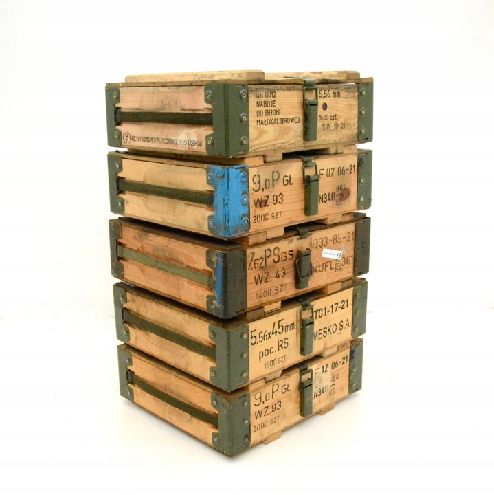 Skrzynia skrzynka drewniana po amunicji 40x35x15cm