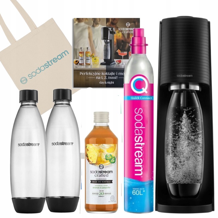 Saturator Soda Stream Terra czarny 2 butelki syrop baza Crafted 330ml