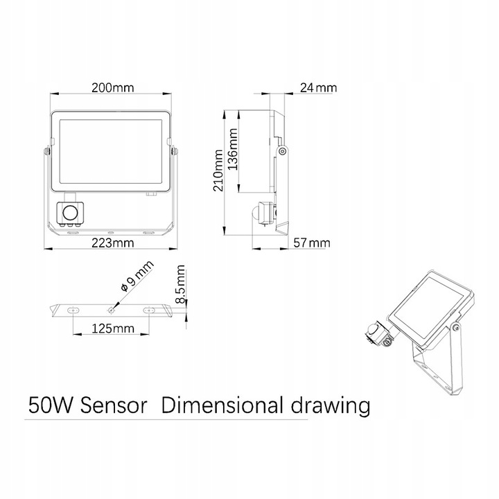 Naświetlacz LED 50W 4000K IP65 Halogen Reflektor z Czujnik Ruchu PHILIPS
