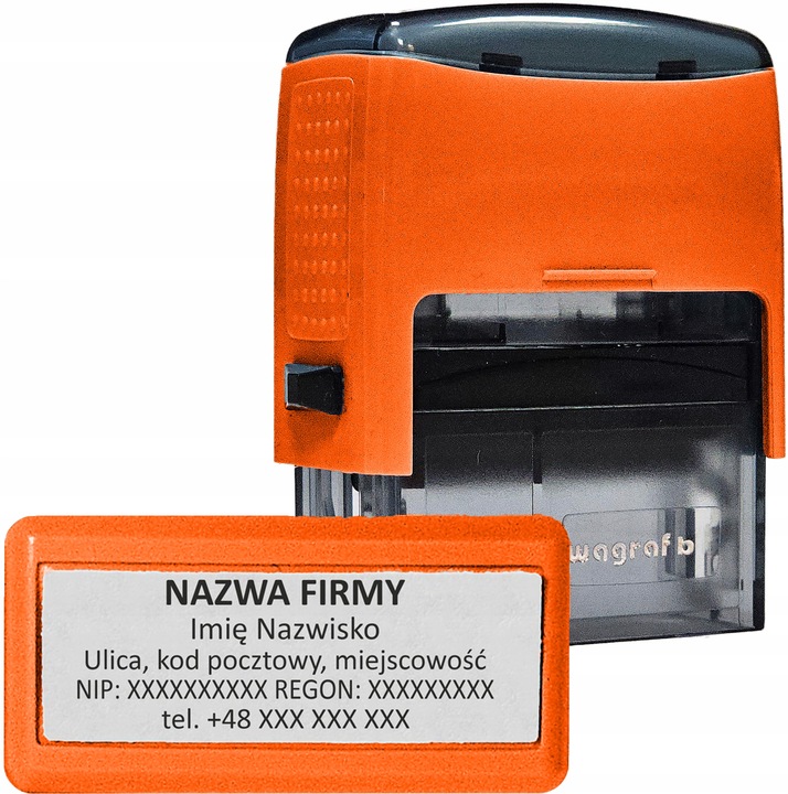 WAGRAF B3 - Pieczątka do 6 wersów - FIRMOWA - 12 kolorów obudowy do wyboru