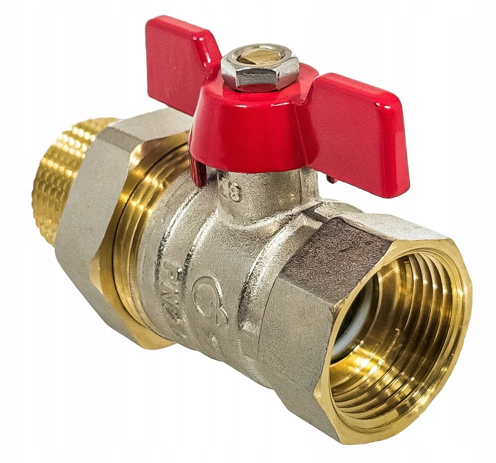 ZAWÓR KULOWY KUREK 1" DN25 MOSIĘŻNY ZE ŚRUBUNKIEM I DŁAWICĄ MOTYLEK